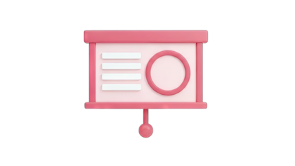 Pink Presentation Board with Circle and Lines on White Background