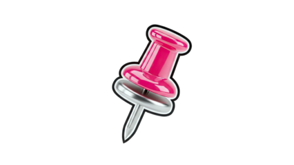 Pink Push Pin Isolated on White Background