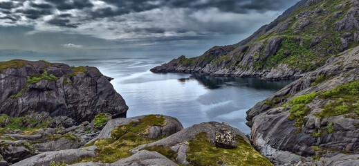 Hiking Trail At The Coast Of Nusfjord On Lofoten Islands In Norway