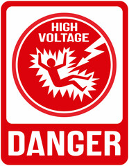 danger high voltage in red color.cdr