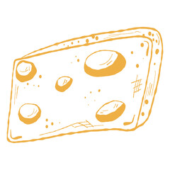 Cheese slice vector illustration, holey wedge. Cheese illustration, textured slice. Wedge of cheese, dairy icon