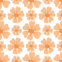 Orange flower blossom seamless pattern. Dense floral background, orange blooms. Orange flower, fabric pattern