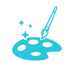 Artist palette icon  Isolated on white background. Blue icon