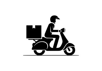 Efficient express delivery service with a courier on a scooter, ensuring rapid package transportation for seamless online order fulfillment