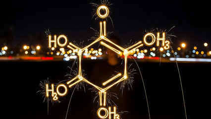 Citric Acid Molecular Structure Light Painting Science