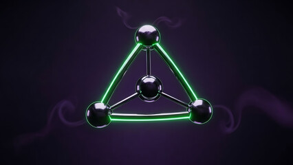 Neon Triangle Molecular Structure Abstract Science