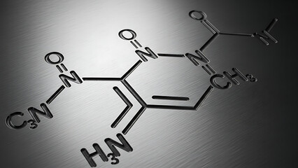 Caffeine Molecular Structure Chemical Formula Silver Background