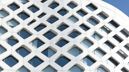 Modern Building Facade White Geometric Architecture Detail