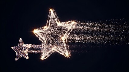 Shooting stars streak across dark night sky with vibrant glow