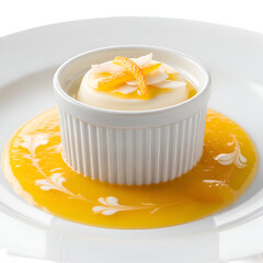 Creamy Panna Cotta with Mango Sauce & Coconut Flakes