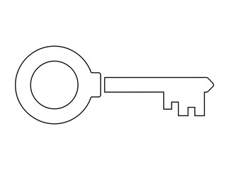 Simple line art key icon for unlocking concepts