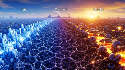 Chemical Bonding Types Ionic Covalent Metallic Illustration