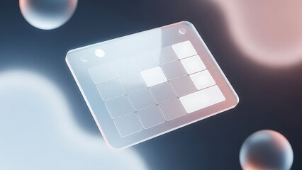 Floating Digital Calendar Interface Abstract Design