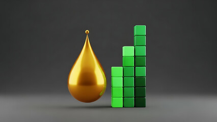 Oil Drop Growth Chart Green Blocks Investment Concept