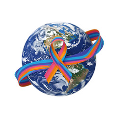Colorful Ribbon Globe: Global Awareness & Unity