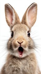 Obraz premium surprised baby bunny wide eyes, pastel background