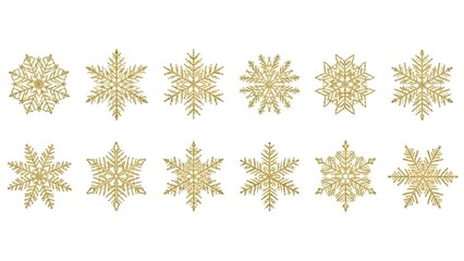 Collection of golden snowflakes
