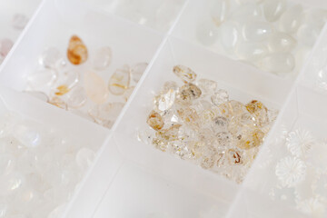 天然石 ルース セット ケース入り 整理 収納 ルチルクォーツ 宝石素材 ハンドメイド