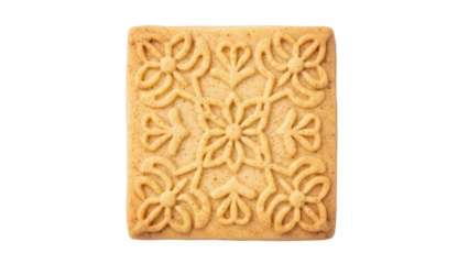 Isolated square cookie with flower pattern; sweet dessert for afternoon tea, party favor