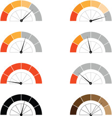 Collection of Semi-Circular Progress Gauges and Speedometers