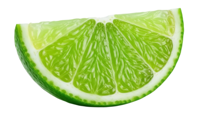Isolated vivid green lime slice, vibrant citrus wedge, healthy fruit, flavorful ingredient
