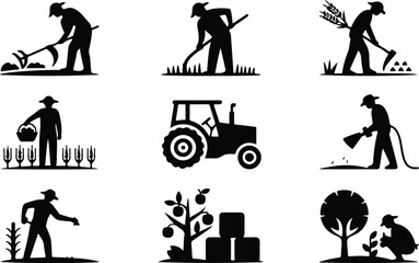 Farmers Field Work Icon Set Harvesting Crop Icons &ndash; Top Collection