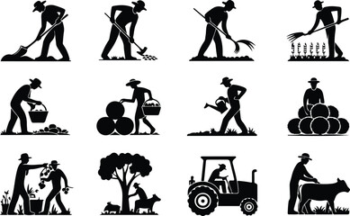 Farmers Field Work Icon Set Harvesting Crop Icons &ndash; Top Collection
