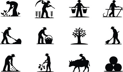 Farmers Field Work Icon Set Harvesting Crop Icons &ndash; Top Collection