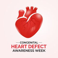 Congenital Heart Defects Awareness Week observed in February. Medical holiday concept background suitable for banners, posters, cards, and placards with clear text space and standard color palette.