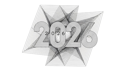 3d render of 2025 with geometric design