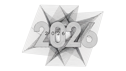 3d render of 2025 with geometric design