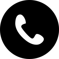 Simple black and white icon depicting a classic telephone handset receiver