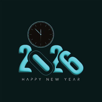 Modern 2026 New Year Greeting with Countdown Clock