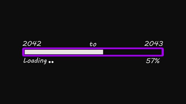 Loading bar from 2042 to 2043 showing 34 percent progress on black background image photo