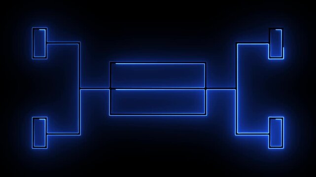 blue glowing frame futuristic neon bracket tournament animation on black background .