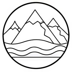 simple mountain range line icon