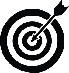 Silhouette Target Board with Arrow Hitting Bullseye Goal Achievement Success Vector Illustration