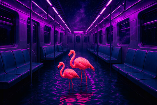 train, futuristic, neon, garden, blue, lotus, glowing, flowers, technology, transport, future, sci-fi, urban, light, digital art, 3d render, 8k, night, nature, fantasy, innovation, creative, decoratio