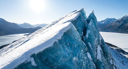 Stunning glacial ice formation in serene mountain lake landscape