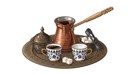 Traditional Turkish coffee set from the Ottoman period