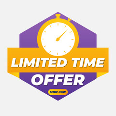 Limited-time offer exclusive countdown sale tag design. Limited time offer graphic for online shop, advertisement, price deal and commerce use.
