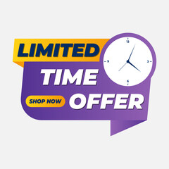 Hurry up, limited-time offer tag design for retail store, website banner, product promotion, and flash sale.