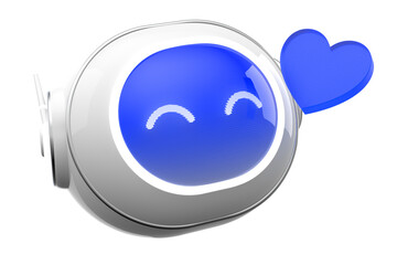Obraz premium Friendly chatbot with blue heart, AI assistant for customer support