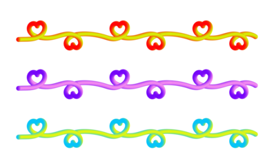 Colorful wavy lines with heart accents, perfect for decorative design elements and borders