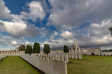 Cloudscape Tyne Cot Cemetery and Memorial in Zonnebeke, Belgium