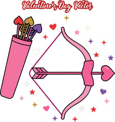 Flat Design Cupid Bow and Heart Vector Clipart