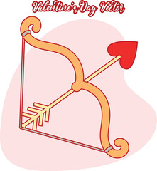 Romantic Pink Cupid Bow with Red Hearts Illustration