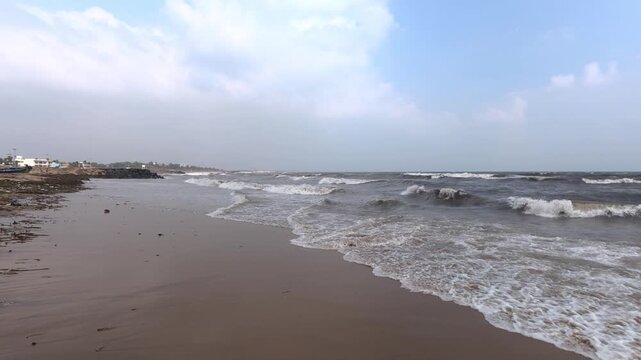 Exclusive Sea Tides or waves video at Kovalam Beach, Chennai ECR Road, Tamilnadu. Very calm waves sound and relax mindset - Wonderful landscape videos.