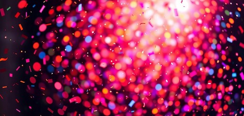 Sparkling confetti showers in vibrant colors over a bokeh-lit celebration backdrop,  festive,  party