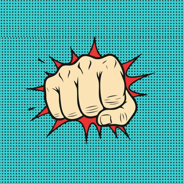 Clenched Fist Punch Pop Art Graphic Illustration